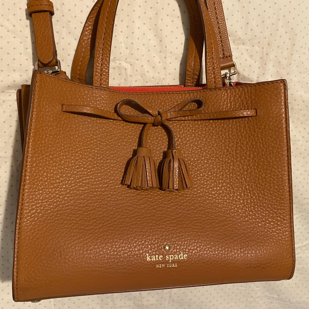 Kate Spade Tan Leather Satchel with Tassels